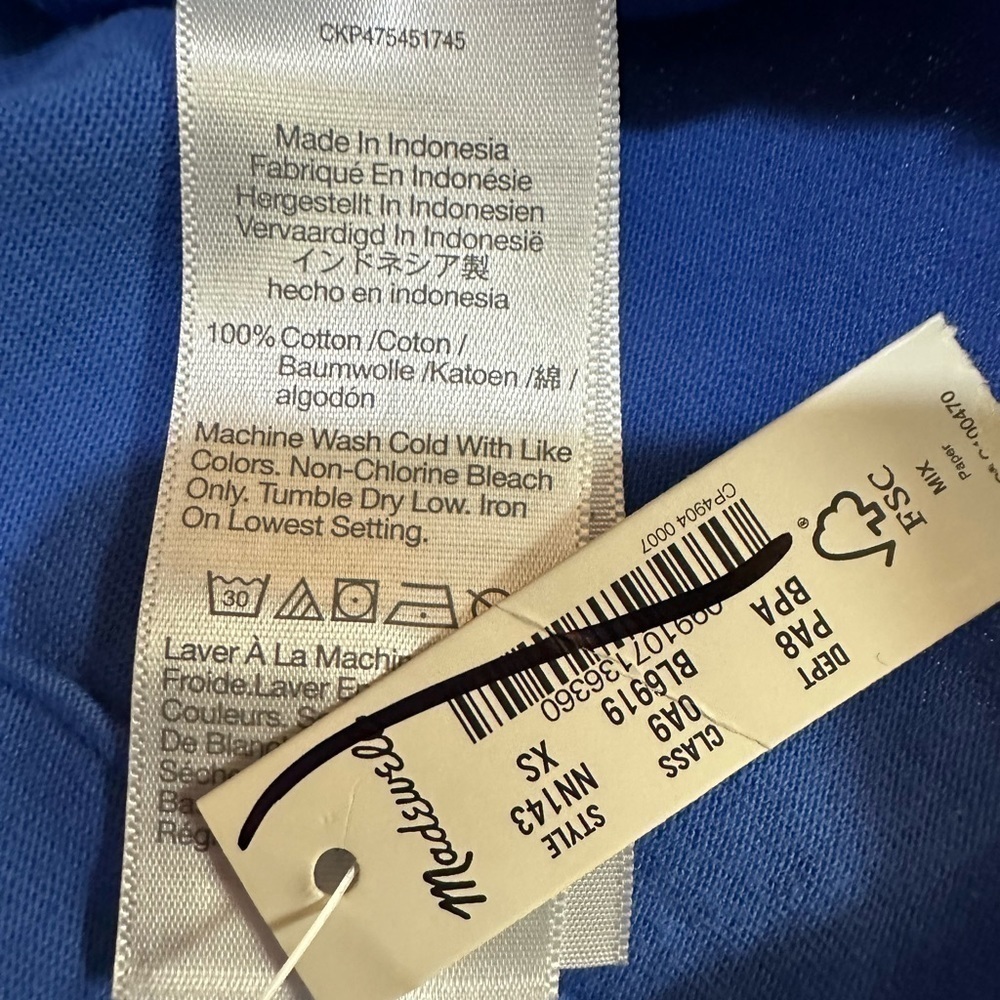 Madewell Heavyweight Jersey Crewneck Tee Blue XS NWT - Picture 5 of 7